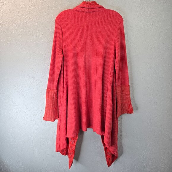 Aratta Silent Journey Cardigan Shawl Sweater Coral Lace Beaded Drape Boho Hippie - Picture 6 of 12